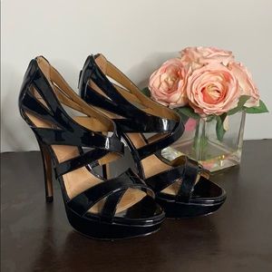 Sexy strappy patent leather heels